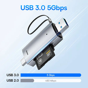 Lecteur carte SD Baseus USB C & USB3.0 vers SD Micro SD TF 104MB/s 2TB