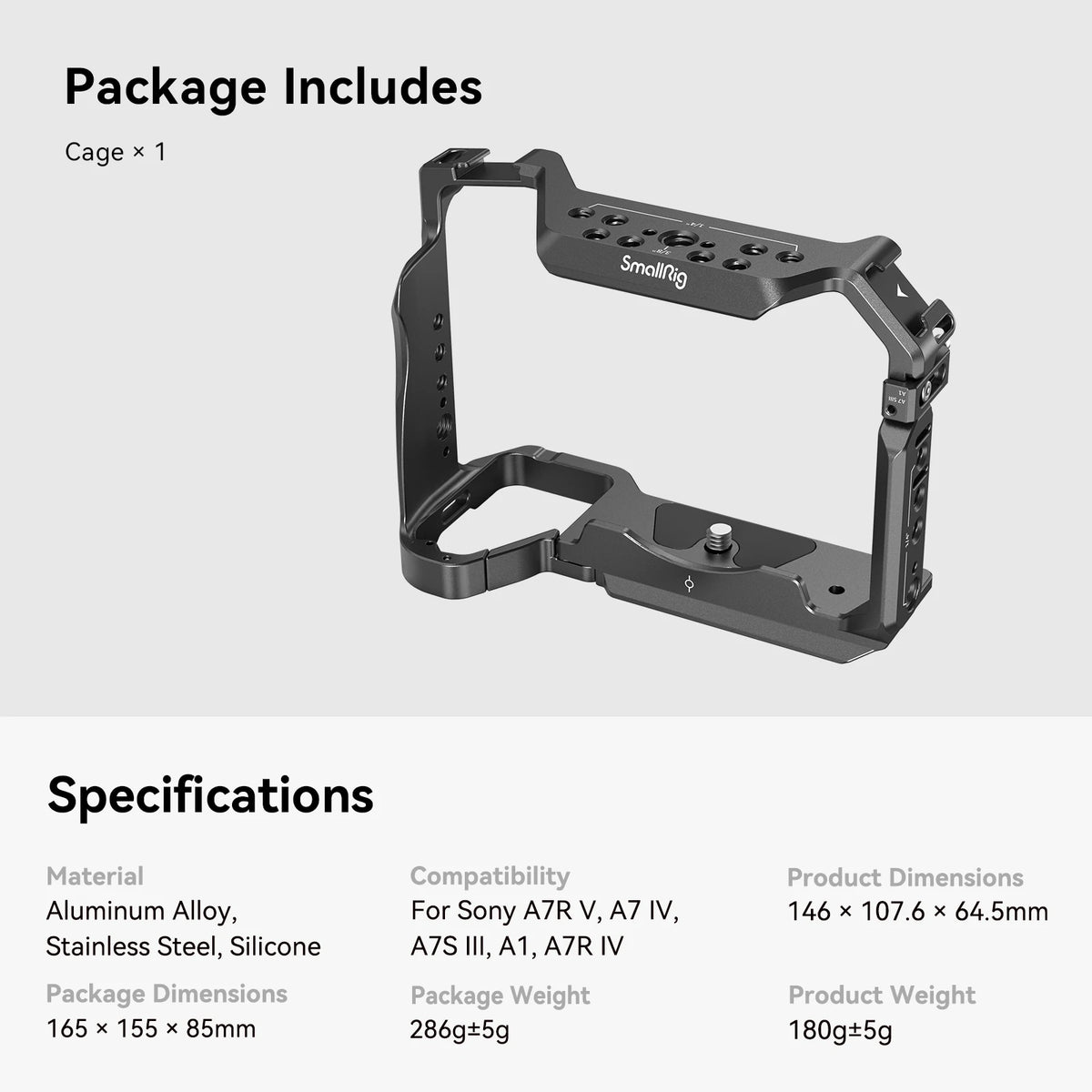 Cage SmallRig 3667 pour Sony A7R V / A7 IV/  A7S III/ A 1/ A7R IV