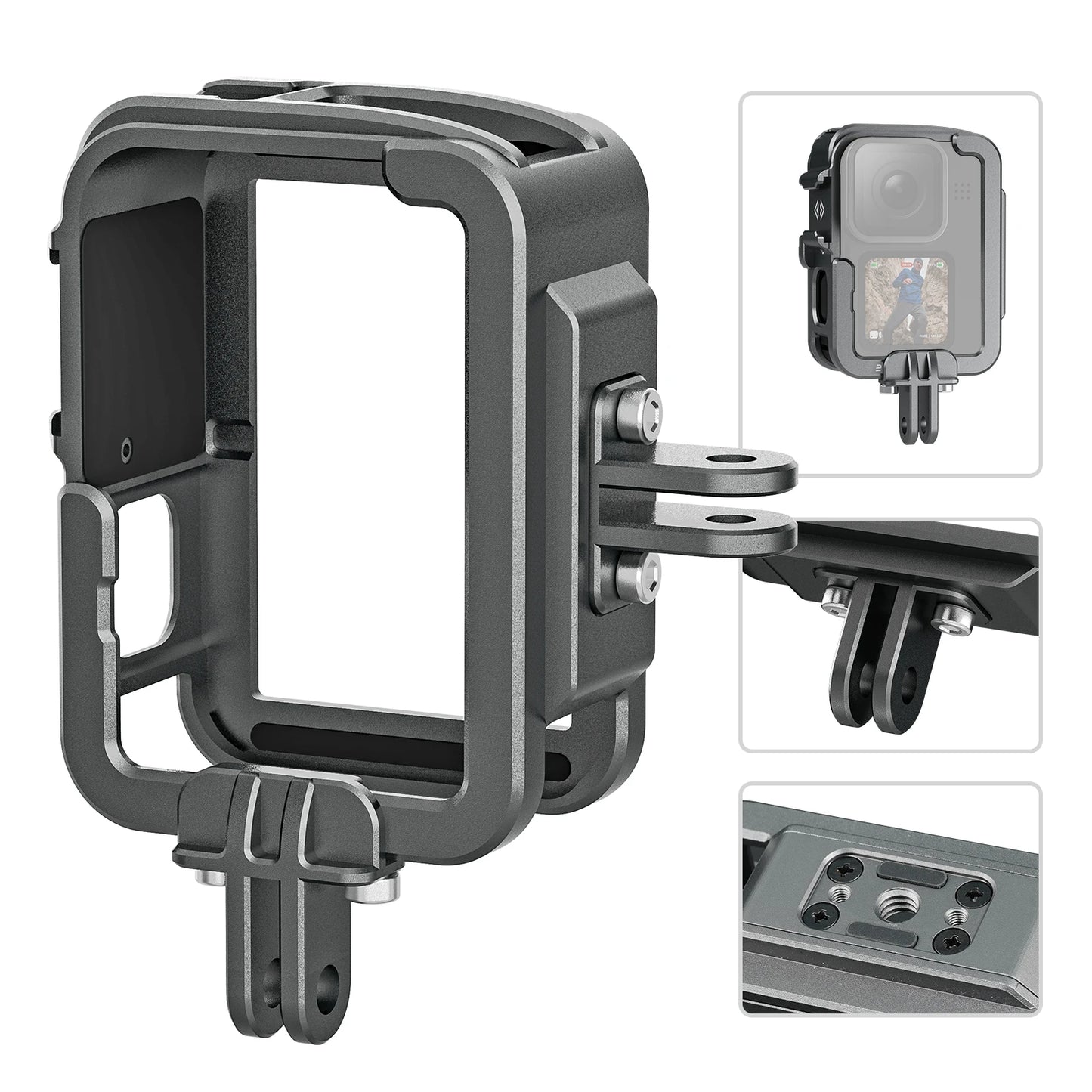 Cage en aluminium TELESIN boîtier de protection avec fixation trépied pour GoPro 12, 12, 11, 10, 9