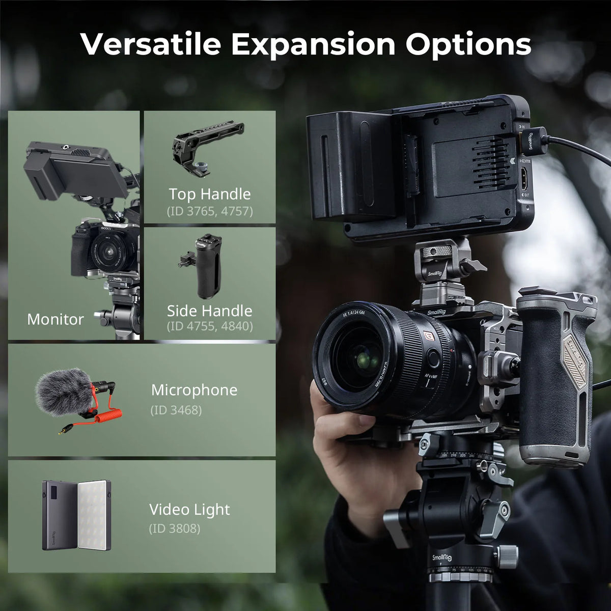 Cage SmallRig 5060 pour sony A6700 HawkLock Kit à dégagement rapide poignée en Silicone, serre-câble et plaque pour Arca