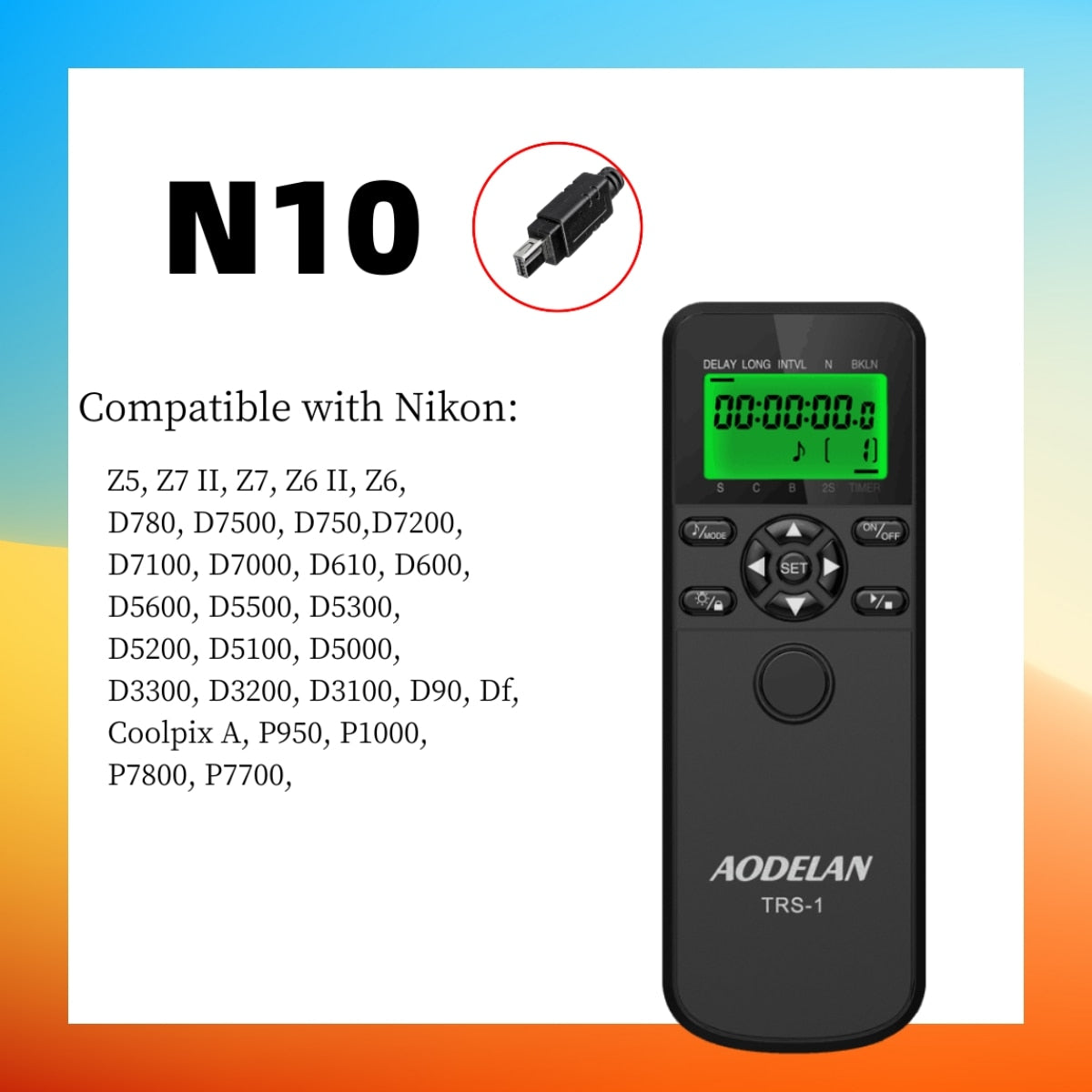 Intervallomètre minuterie déclencheur télécommande AODELAN pour Canon Nikon Sony Panasonic Olympus Fujifilm