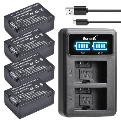 Batterie + chargeur Aspern DMW-BMB9 DMW BMB9 BMB9E pour Panasonic Lumix DC-FZ82 FZ70 FZ60 FZ100 FZ150 FZ40 FZ45 FZ47 FZ48