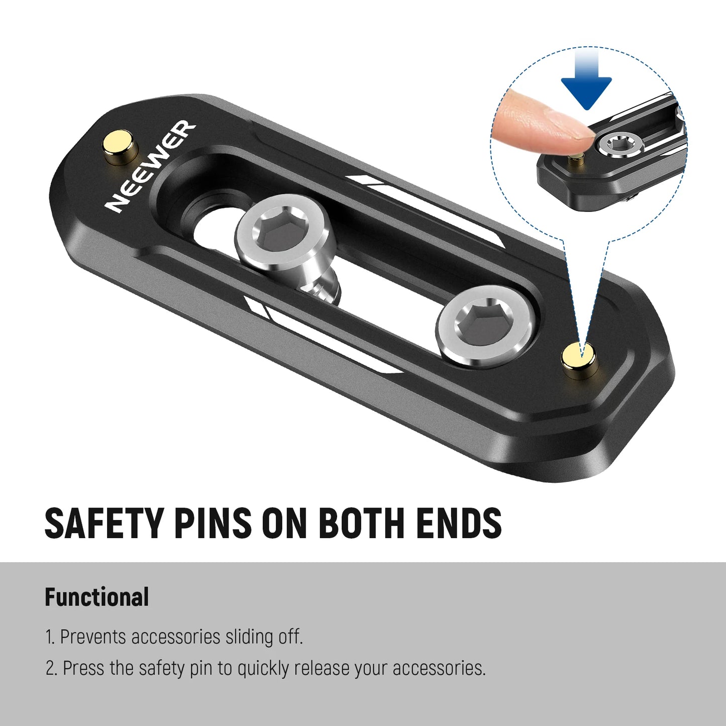 Mini rail UA022 Neewer à dégagement rapide Mini Anti-arrêt avec vis 1/4 "et broches de sécurité pour Cage de caméra poignée NATO