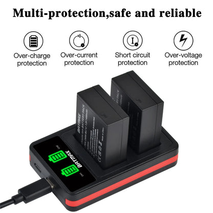 Batterie Batmax 1400mAh DMW-BLC12 BLC12 + Chargeur pour Panasonic Lumix DMC-G7, DMC-G85, DMC-G95, DMC-FZ1000, DC-FZ1000 II