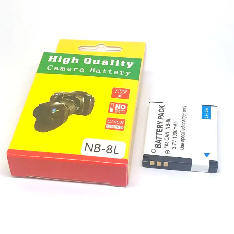 Batterie générique NB-8L NB8L NB 8L + Chargeur pour Canon PowerShot A3300 A3200 A3100 A3000 A2200 A1200 IS PC1589 PC1474 PC1585 PC1475 PC1590