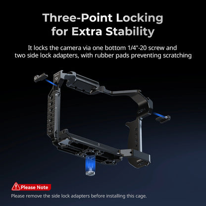 Cage SmallRig 4902 pour Panasonic LUMIX S1R II / S5 II / S5 IIX / G9 II w HawkLock à dégagement rapide avec plaque inférieure Arca-Swiss