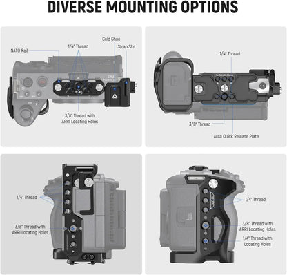 Cage NEEWER pour Sony FX3/FX30 avec serre-câble, Rail NATO, trous de positionnement ARRI 3/8