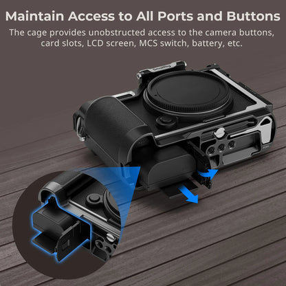 Cage SmallRig 4515 pour Panasonic LUMIX S9, avec poignée en bois et plaque à dégagement rapide Arca-swiss pour trépied de type Arca