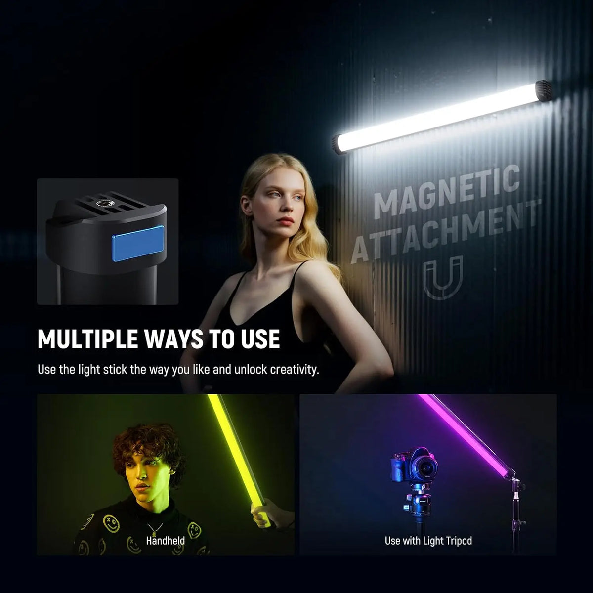 Baguette lumineuse magnétique NEEWER Basics SL50  tube lumineux 14W RGB 12/21 pouces 53 cm, CRI95