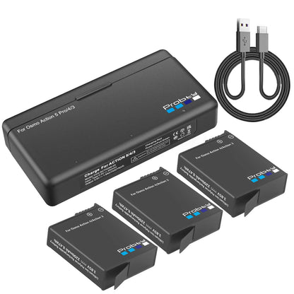Batterie et chargeur Probty pour DJI Osmo Action 6 Action 5 Pro Action 4/3 Osmo 360 2200mAh