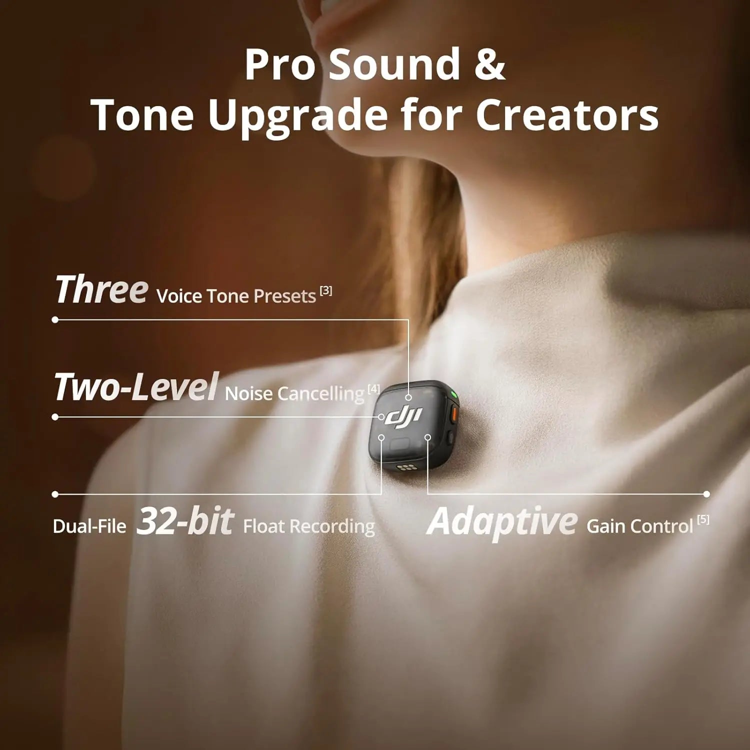 Micro Lavalier sans fil DJI Mic 3 ultraléger temps étendu et charge rapide Transmission 400m suppression du bruit Streaming Vlog