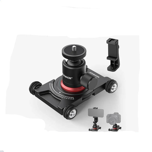 Chariot coulissant pour appareil photo Neewer - avec rotule et pince 4 roues, patineur manuel, panorama à 360 ° pour reflex, gopro