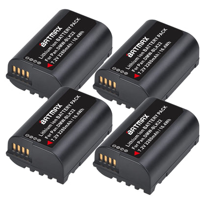 Batterie Batmax DMW-BLK22 BLK22 2280mAh + chargeur double pour Panasonic LUMIX DC-S5, DC-S5K, GH5 II, GH6, S5M2, S5M2X, GH5M2