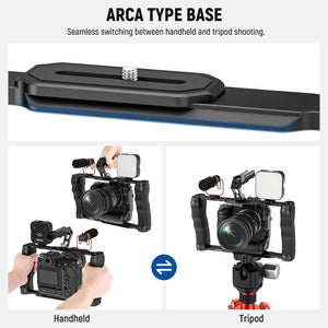 Cage universelle + poignée Neewer ARRI 3/8 ", plate-forme vidéo, base de type Arca