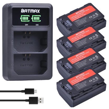 Batterie Batmax 2280mAh NP-FZ100 FZ100 + double chargeur LED USB pour Sony ZV-E1, Alpha A7III, A7R III, A9, A6600, a7 IV, a7R IV, A6700, A7M4...