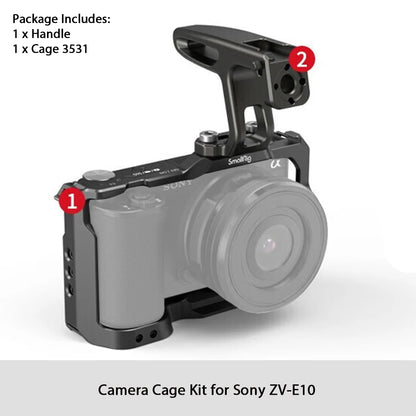 Cage SmallRig 3538 pour Sony ZV-E10 avec poignée et plaque de dégagement rapide intégrée pour kit Arca-Swiss