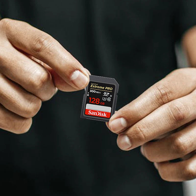 Carte mémoire SD SanDisk 64GB 128GB Max 300 Mb/s UHS-II professionnelles V90 SDXC haute vitesse pour appareil photo 8K 4k U3 C10