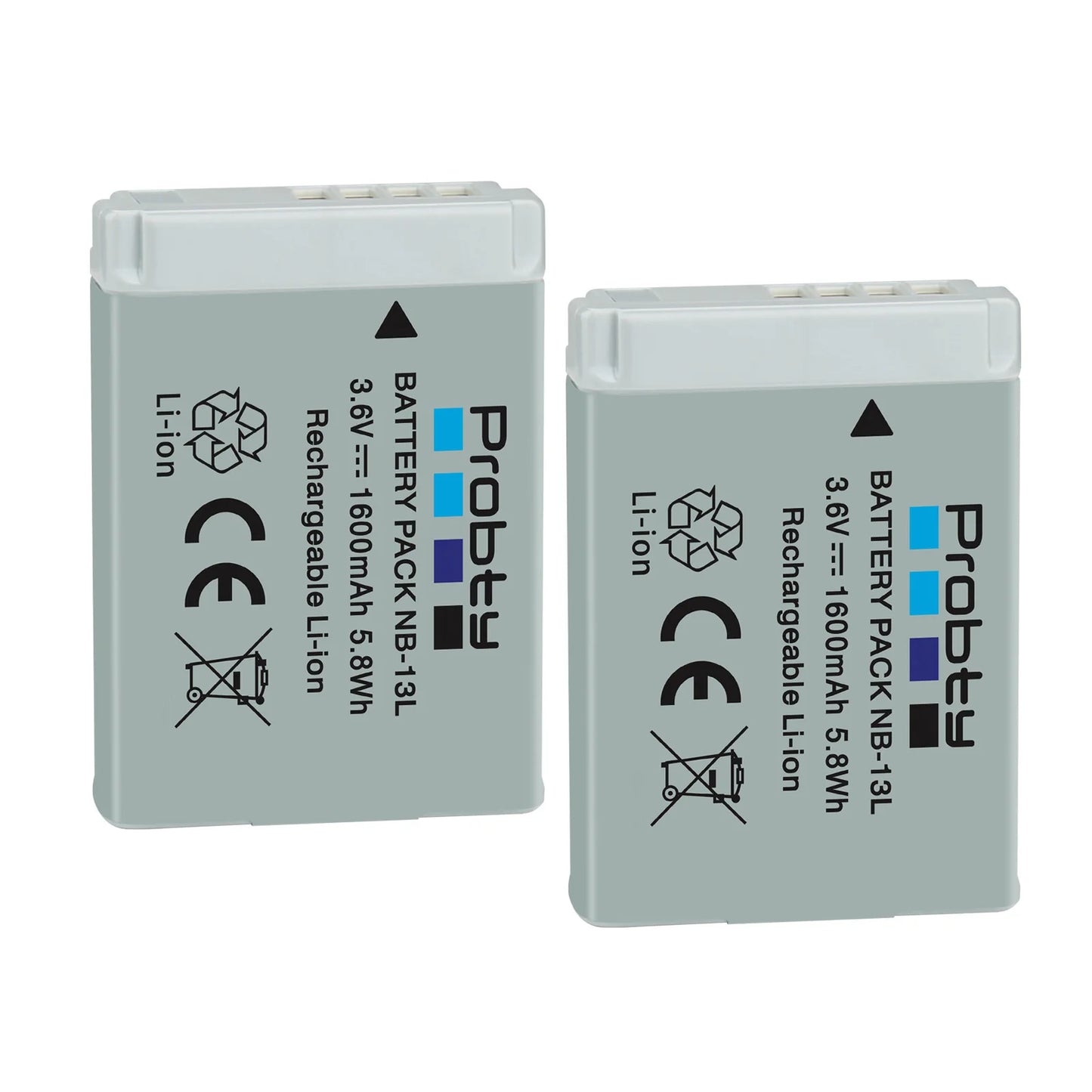 Batterie + chargeur Probty NB-13L NB13L NB-13LH 1600mAh pour Canon PowerShot G5X G7X G9X G7 X Mark II G9 X,SX620 SX720 SX730