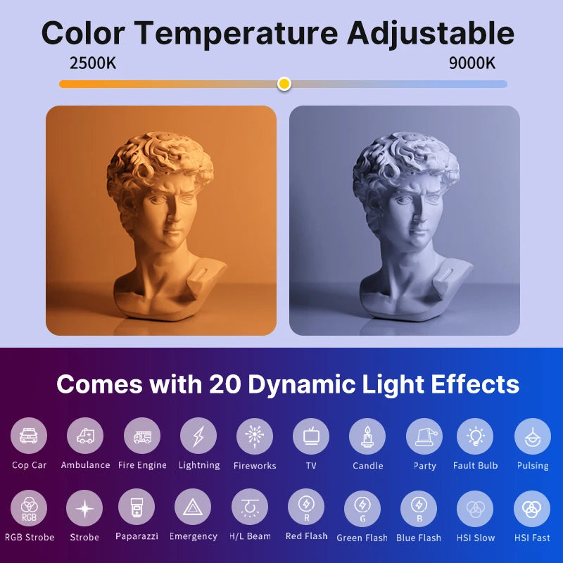 Bâton lumineux Ulanzi VL119 coloré RGB portable 19.68 pouces baguette lumineuse LED portable CRI 95 + 2500K-9000K lampe de Studio de photographie