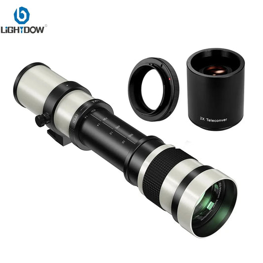 Objectif Lightdow 420-800mm F8.3 téléobjectif manuel Zoom avec convertisseur 2X pour appareils photo Canon Nikon Sony Pentax Fujifilm