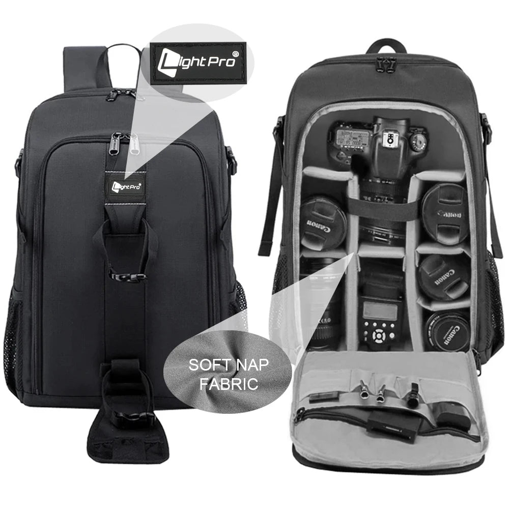 LigthtPro TS39 Large Capacity Waterproof Camera Backpack