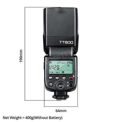 Flash maître/esclave Godox TT600 2.4G sans fil Speedlite avec système de déclenchement intégré pour Canon Nikon Pentax Olympus Fujif Sony