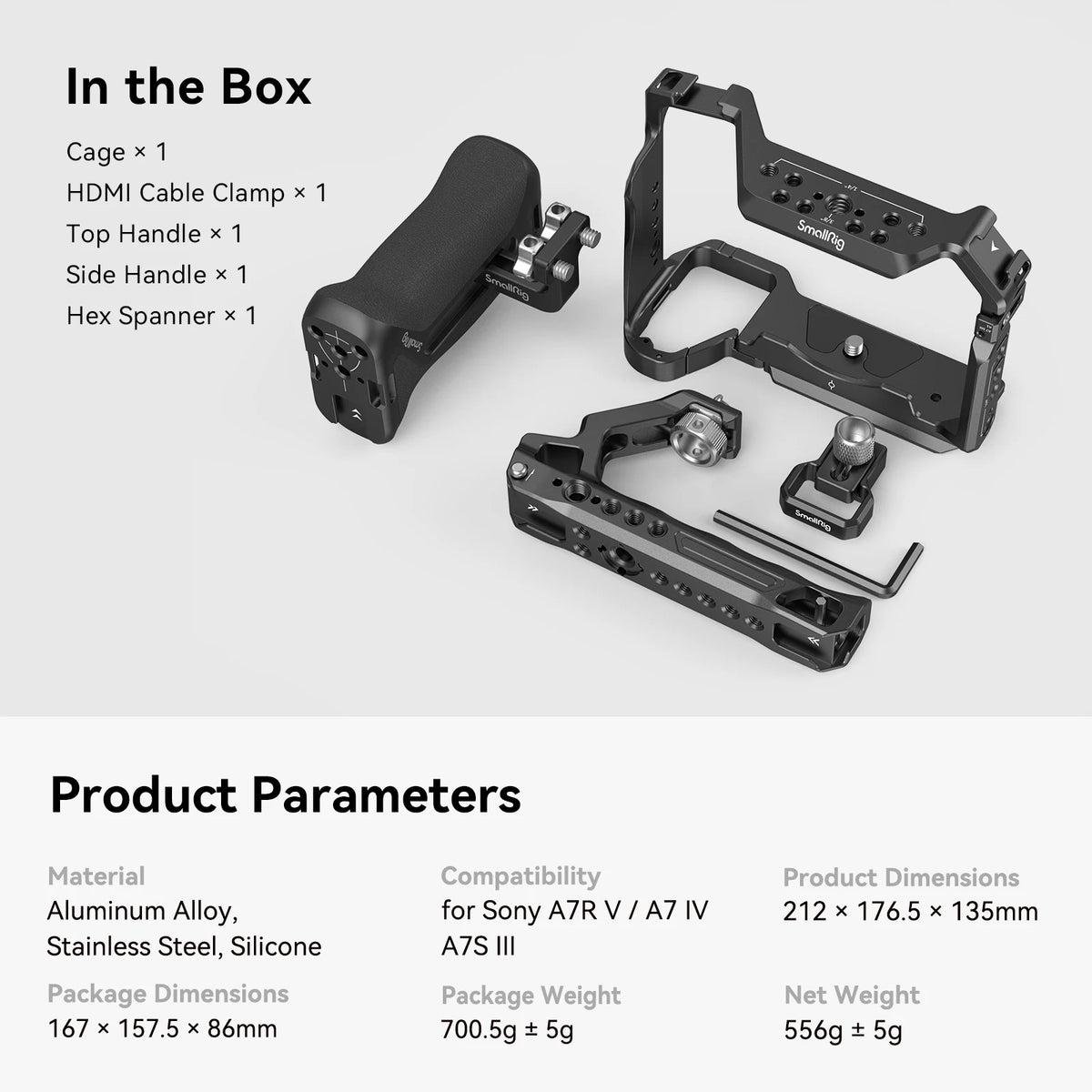Cage SmallRig 3667 pour Sony A7R V / A7 IV/  A7S III/ A 1/ A7R IV