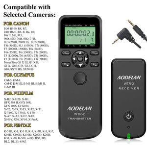 Télécommande intervallomètre AODELAN – minuterie sans fil WTR-2, pour appareil photo Canon, Nikon, Sony, Fujifilm, Panasonic C6, C8, N8, N10, S6, S8, O6, P6