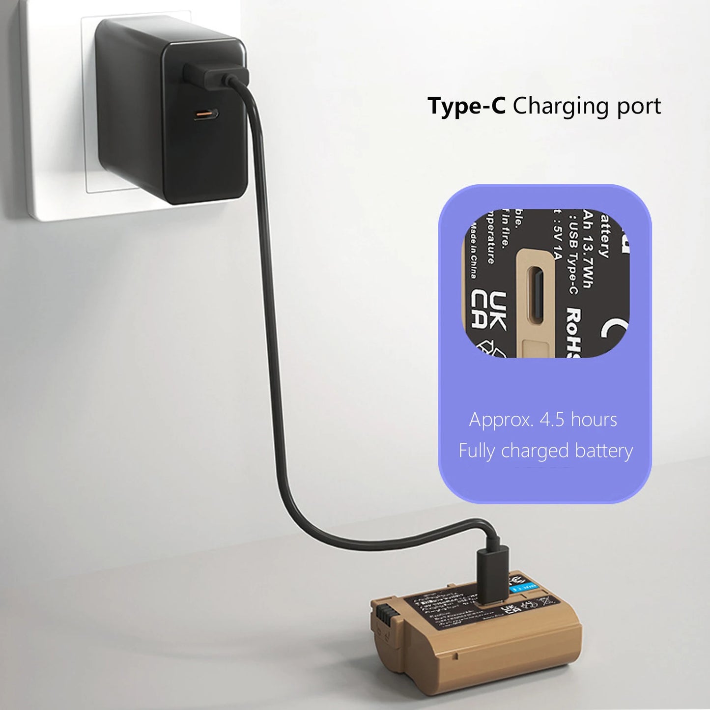 Batterie Probty EN-EL15C avec Port usb Type-c pour Nikon Z5 D850 Z6 Z7 D780 D750 D810 D7000 D7500 Z6 ii V1