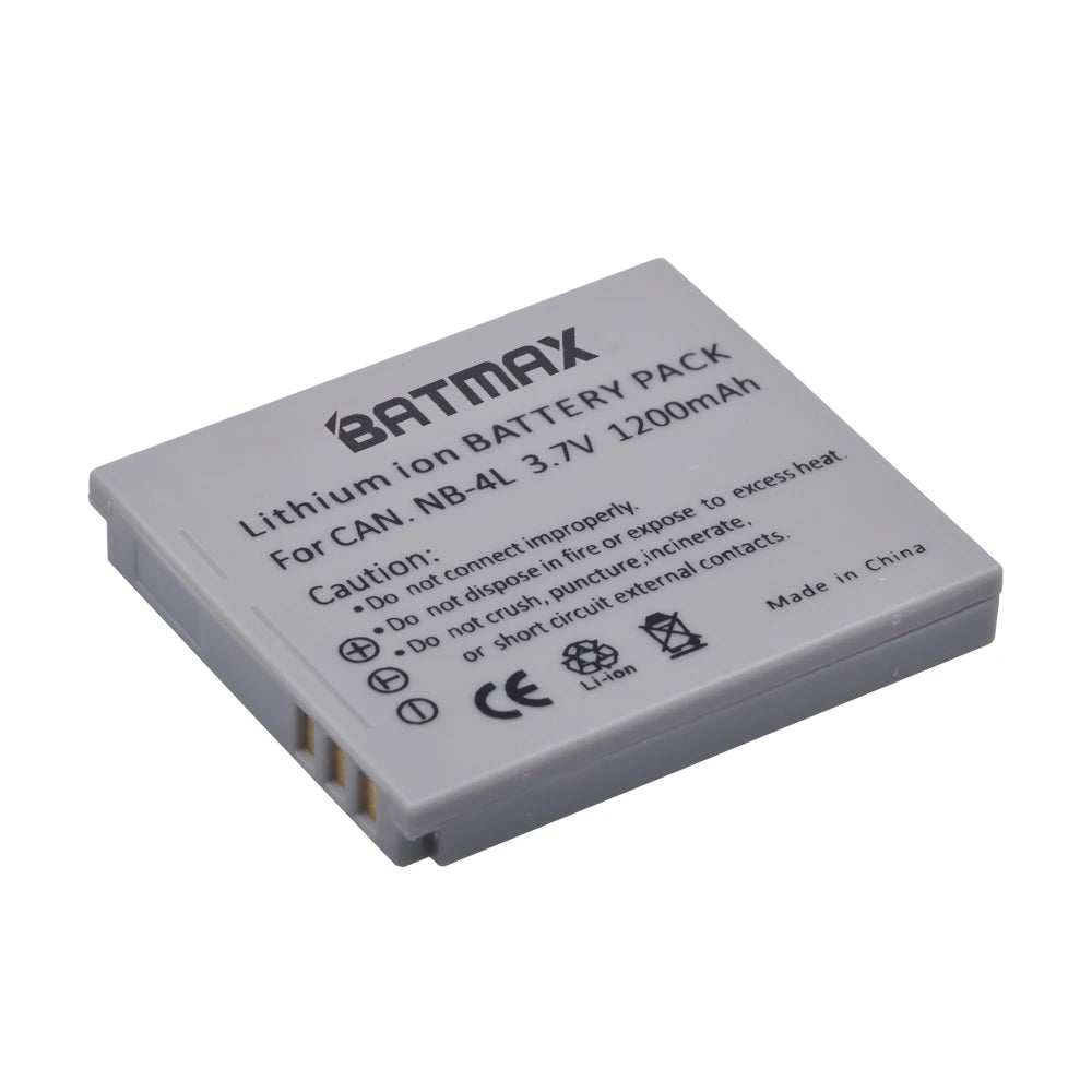 Batterie Batmax NB-4L NB4L + chargeur pour Canon IXUS 50 55 60 65 80 75 100 I20 110 115 120 130 IS 117 220 230 255 HS SD780