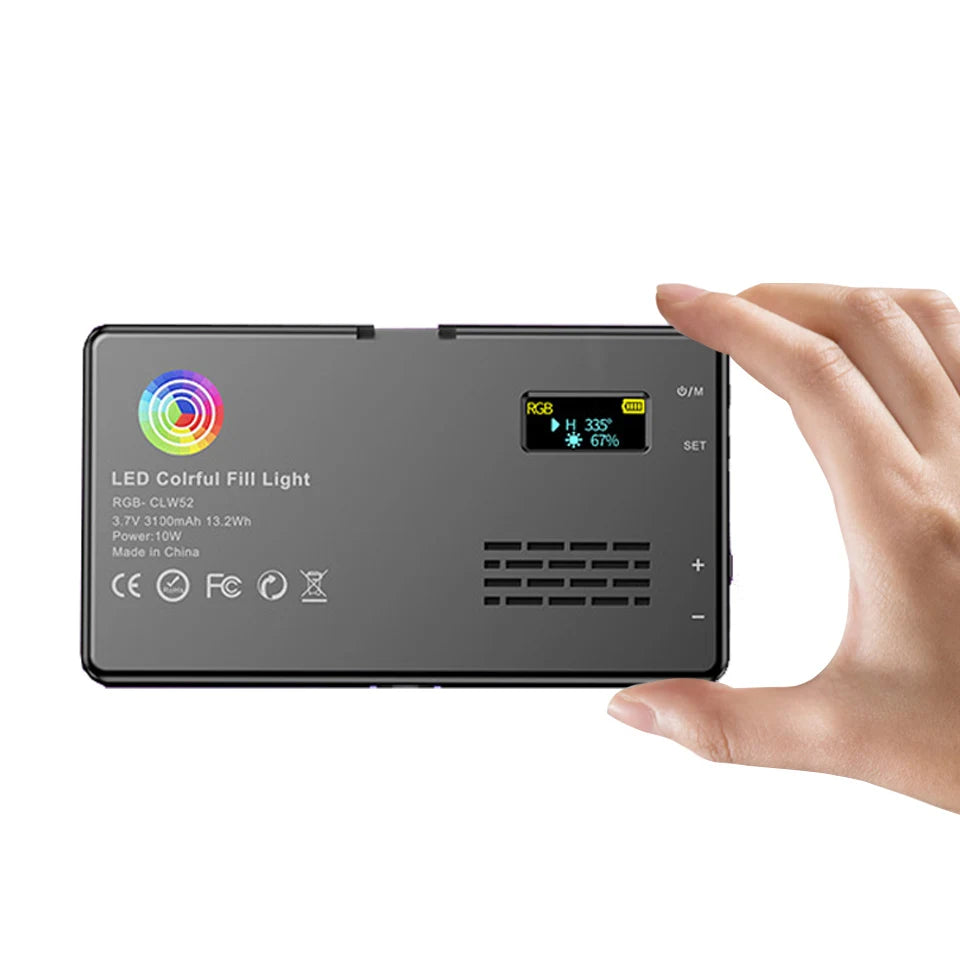 Panneau d'éclairage Lumière RGB LED vidéo photographie CRI95 + 2500-9000K LCD pour Vlog Streaming en direct