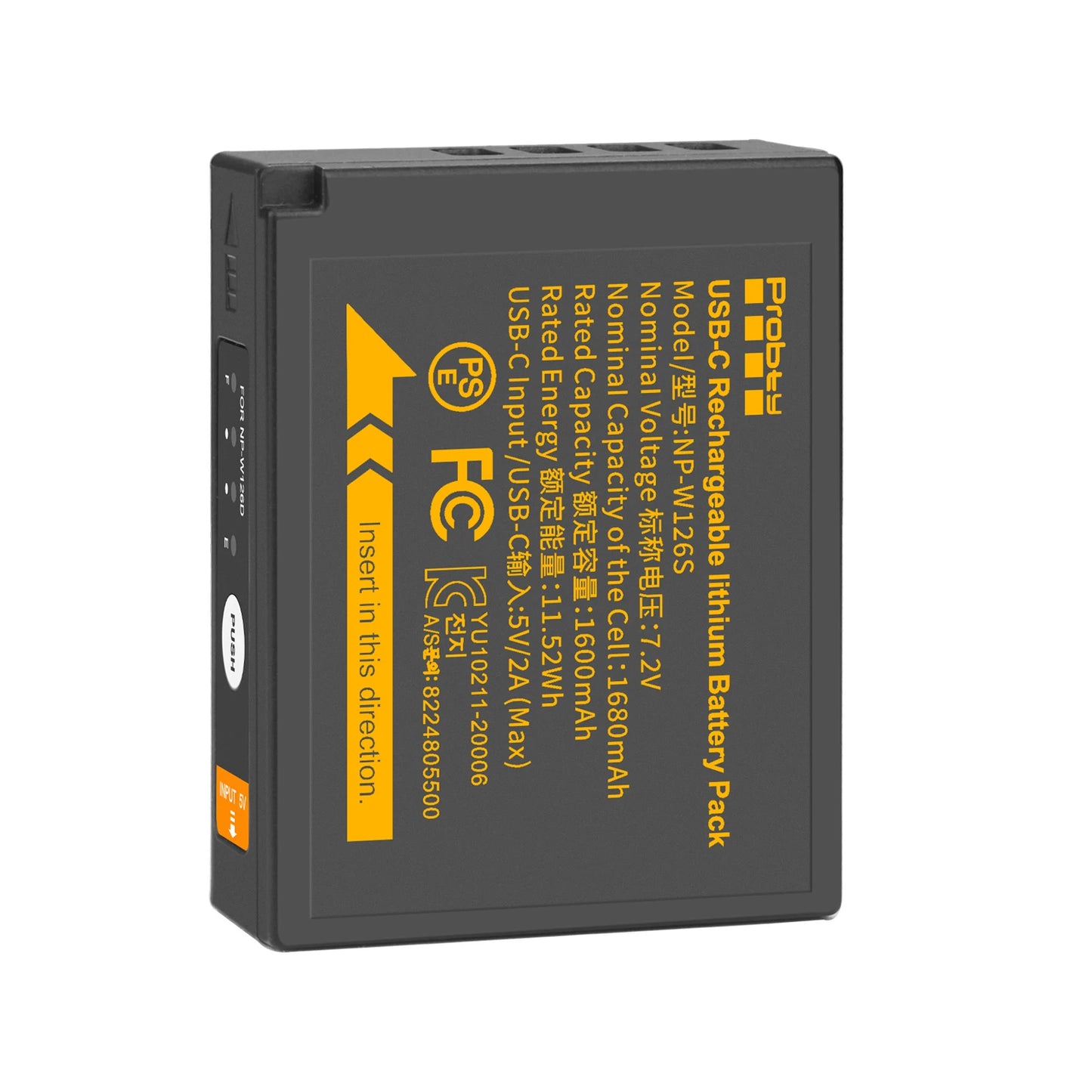 Batterie Probty NP-W126 NP-W126s charge usb-c pour Fuji X100VI X-T30 II X-S10 X-T200 X100F X100V X-A5 X-T50 X-Pro3 X-T3