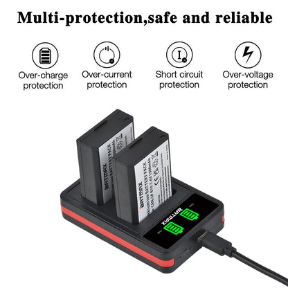 Batterie Batmax 1500mAh LP-E10 LPE10 + chargeur avec Port de Type C pour Canon EOS Rebel T3 T6 T7 T100 Kiss X50 X80 X90 1500D 3000D 4000D