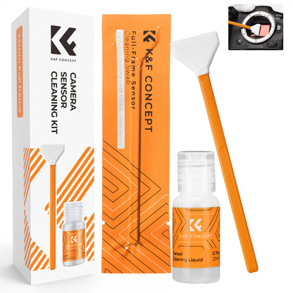 Kit de nettoyage K&F CONCEPT – tampon écouvillon de nettoyage pour capteur plein format 24mm/16mm APS-C *6 et kit de nettoyage liquide pour capteur 20ml