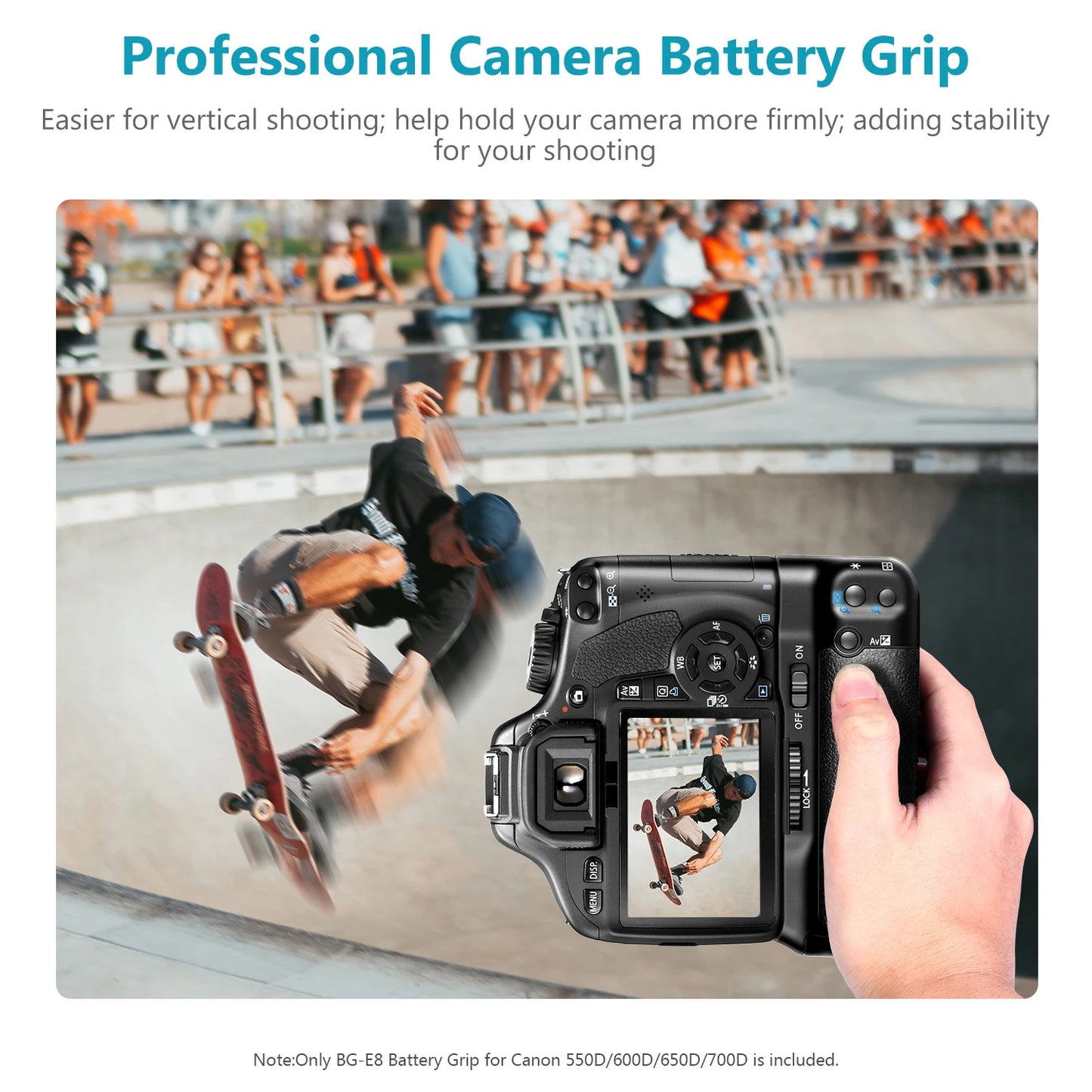 Grip Neewer BG-E8 pour Canon EOS 550D 600D 650D 700D/ Rebel T2i T3i T4i T5i haute qualité