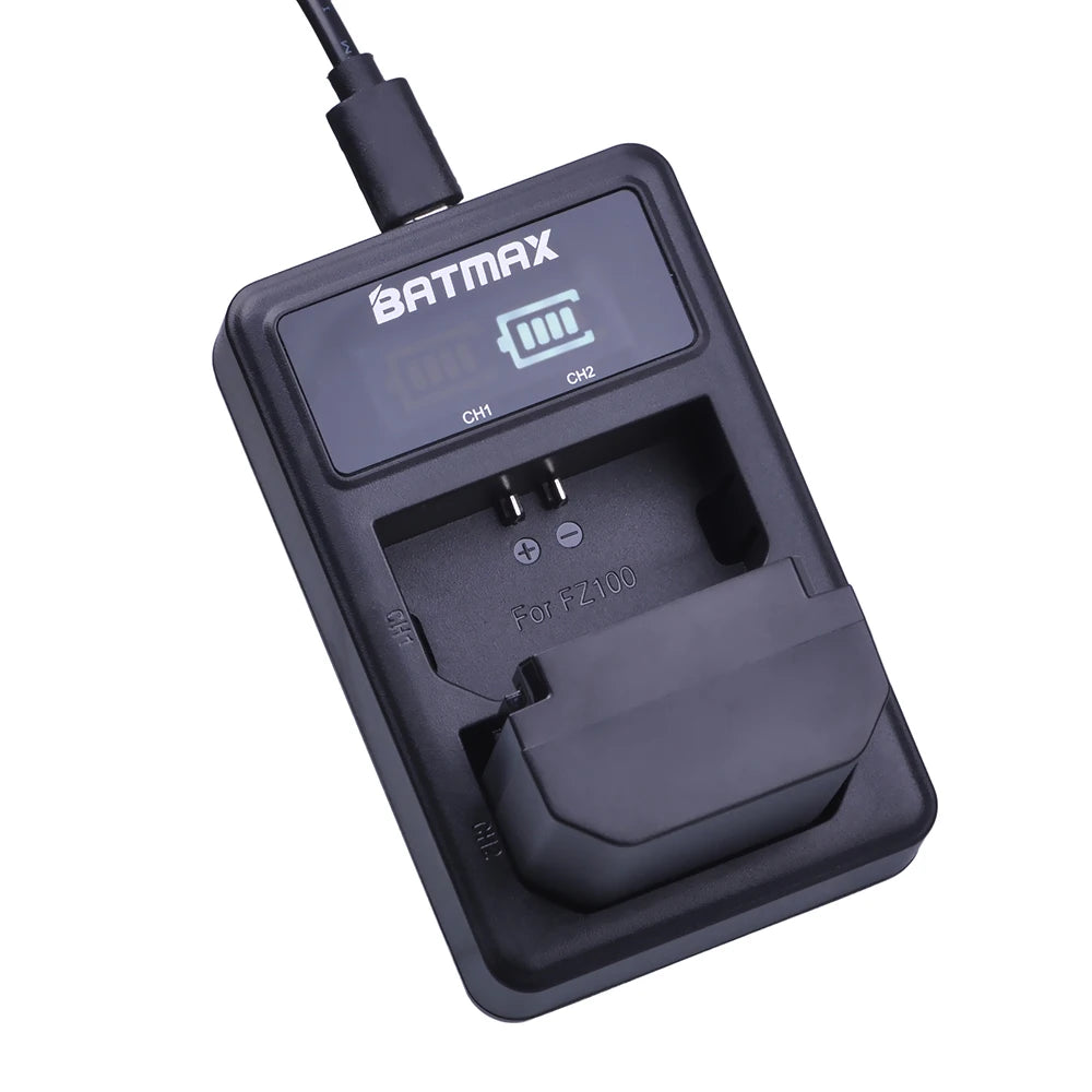 Batterie Batmax 2280mAh NP-FZ100 FZ100 + double chargeur LED USB pour Sony ZV-E1, Alpha A7III, A7R III, A9, A6600, a7 IV, a7R IV, A6700, A7M4...