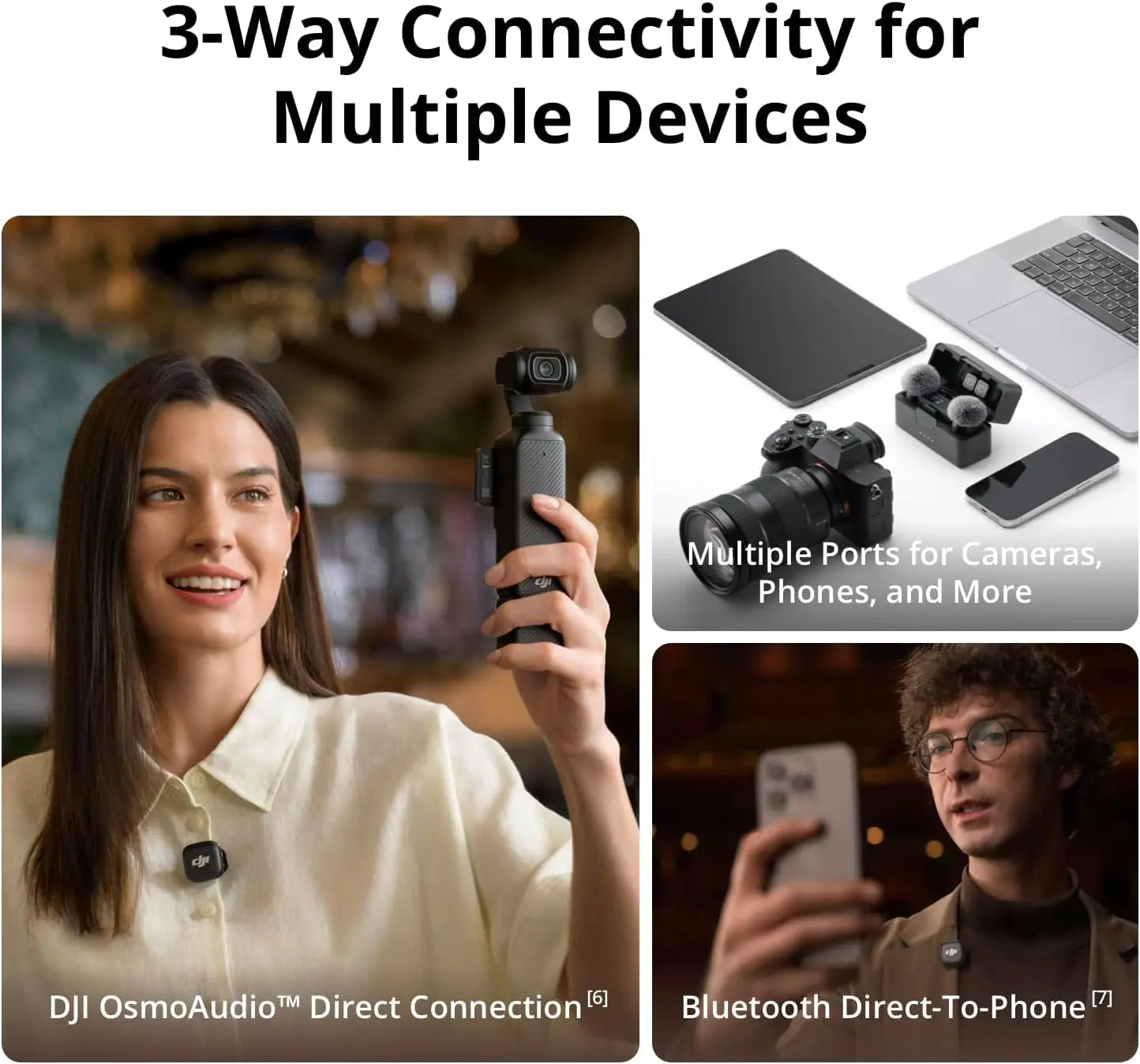 Micro Lavalier sans fil DJI Mic 3 ultraléger temps étendu et charge rapide Transmission 400m suppression du bruit Streaming Vlog