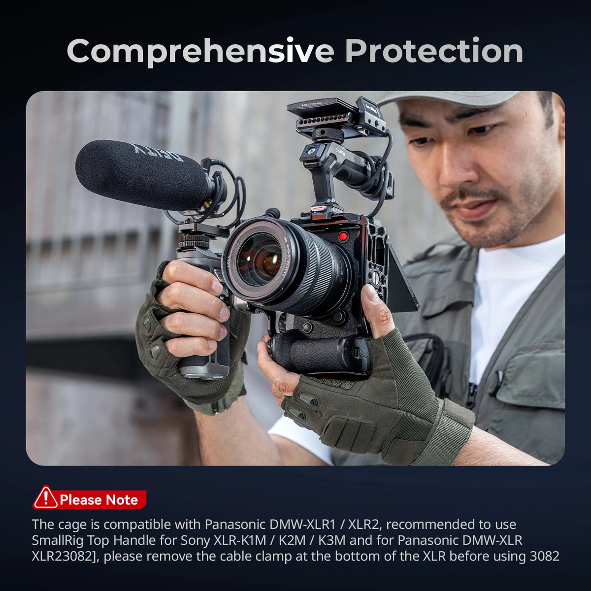 Cage SmallRig 4902 pour Panasonic LUMIX S1R II / S5 II / S5 IIX / G9 II w HawkLock à dégagement rapide avec plaque inférieure Arca-Swiss