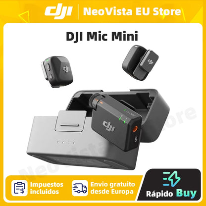 Micro DJI Mic Mini (2 TX + 1 RX + chargeur) Microphone sans fil avec suppression intelligente du bruit, audio de haute qualité