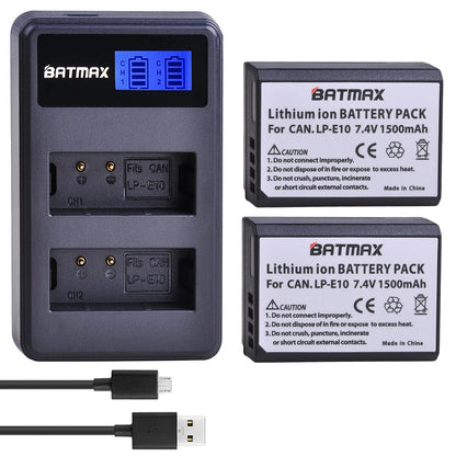 Batterie + chargeur double LP-E10 LP E10 LPE10 pour Canon EOS 1100D 1200D 1300D Kiss X50 X70 X80 Rebel T3 T5 T6...