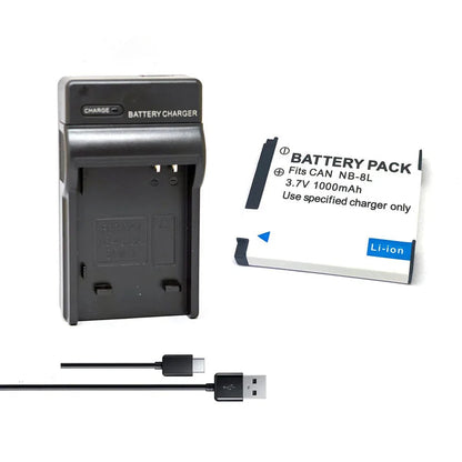 Batterie générique NB-8L NB8L NB 8L + Chargeur pour Canon PowerShot A3300 A3200 A3100 A3000 A2200 A1200 IS PC1589 PC1474 PC1585 PC1475 PC1590