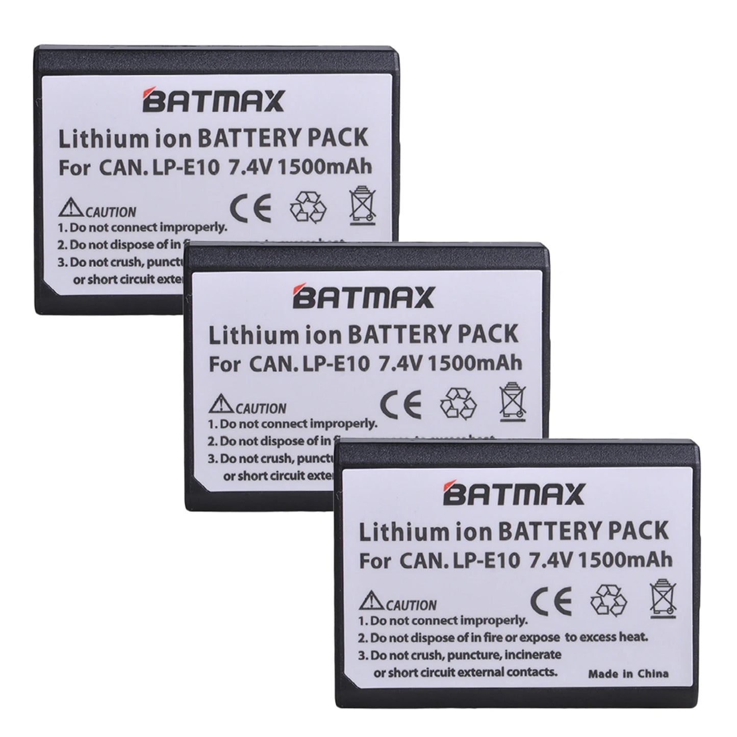 Batterie Batmax 1500mAh LP-E10 LPE10 + chargeur avec Port de Type C pour Canon EOS Rebel T3 T6 T7 T100 Kiss X50 X80 X90 1500D 3000D 4000D