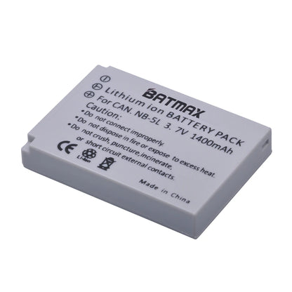 Batterie Batmax NB-5L NB 5L NB5L + chargeur LED double pour Canon Powershot S100 SX200 SX210 IS SX230 HS SD790 SD850 SD890