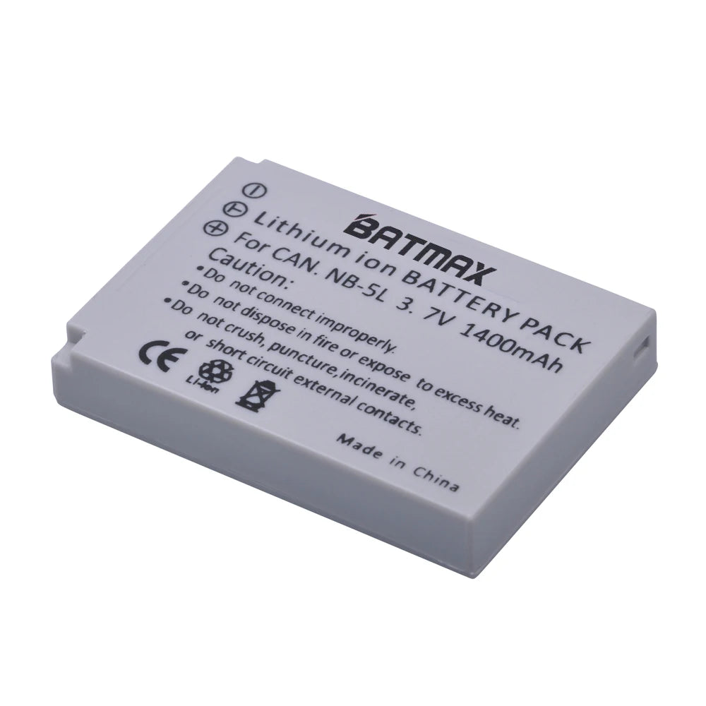 Batterie Batmax NB-5L NB 5L NB5L + chargeur double pour Canon Powershot S100 SX200 SX210 IS SX230 HS SD790 SD850 SD890