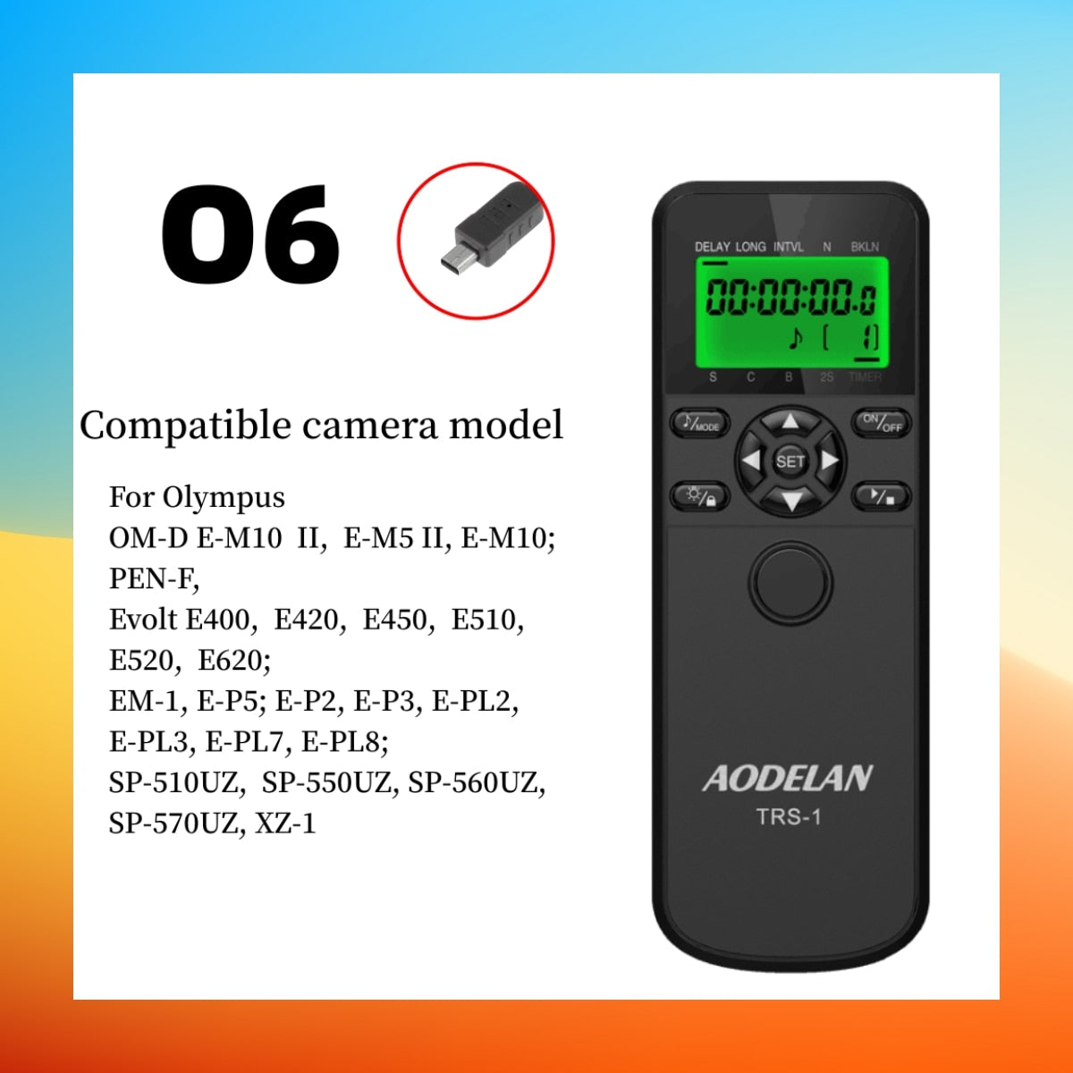 Intervallomètre minuterie déclencheur télécommande AODELAN pour Canon Nikon Sony Panasonic Olympus Fujifilm