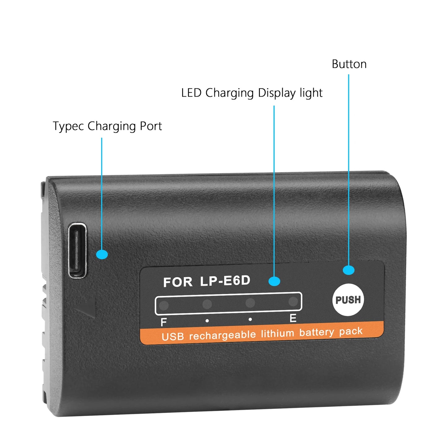 Batterie 2650mAh LP-E6 LP E6 LPE6 LP E6N Probty type-c pour appareils photo Canon 5D Mark II III 7D 60D EOS 6D 70D 80D EOS 5DS R