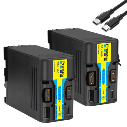 Batterie Probty BP-U100 recharge usb-c pour Sony BP-U30 U60 U70 U90 EX260 EX280 Z280 FS5 7 FX6 Z190 EX1R EX200 avec charge rapide PD45W