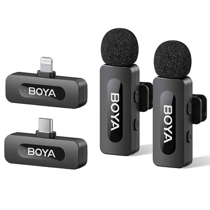 Mini Microphone Lavalier professionnel sans fil BOYA BY-V pour iPhone, iPad, Android, reflex, caméra, diffusion en direct, enregistrement de jeu, Interview, Vlog...