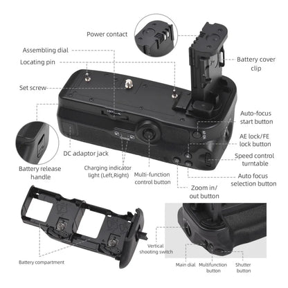 Grip poignée BG-R10 Andoer pour Canon EOS R5/R6/R5C/R6 mark ii LP-E6NH/ LP-E6N/ LP-E6