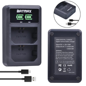 Batterie Batmax 2280mAh NP-FZ100 FZ100 + double chargeur LED USB pour Sony ZV-E1, Alpha A7III, A7R III, A9, A6600, a7 IV, a7R IV, A6700, A7M4...